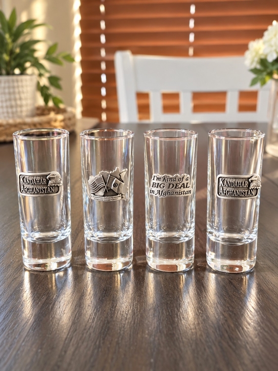 Other - Kandahar Afghanistan Clear Glass Shot Glasses - Set of 4